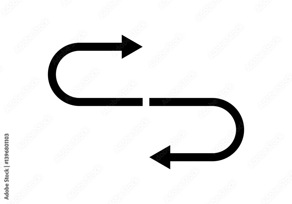 Icono negro de dos flechas curvas hacia la izquierda y derecha