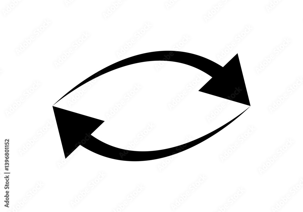 Icono negro de dos flechas retroalimentándose en fondo blanco