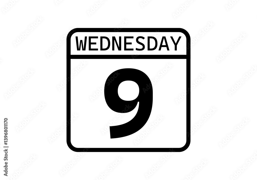 Icono negro de viernes nueve en fondo blanco