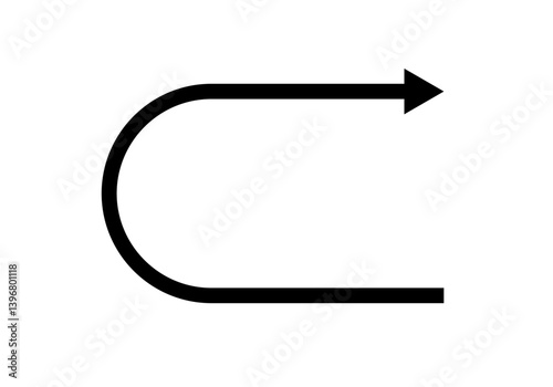 Icono negro de flecha curva hacia la derecha