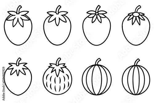 tree tomato line art illustration modern and minimalist fruit design