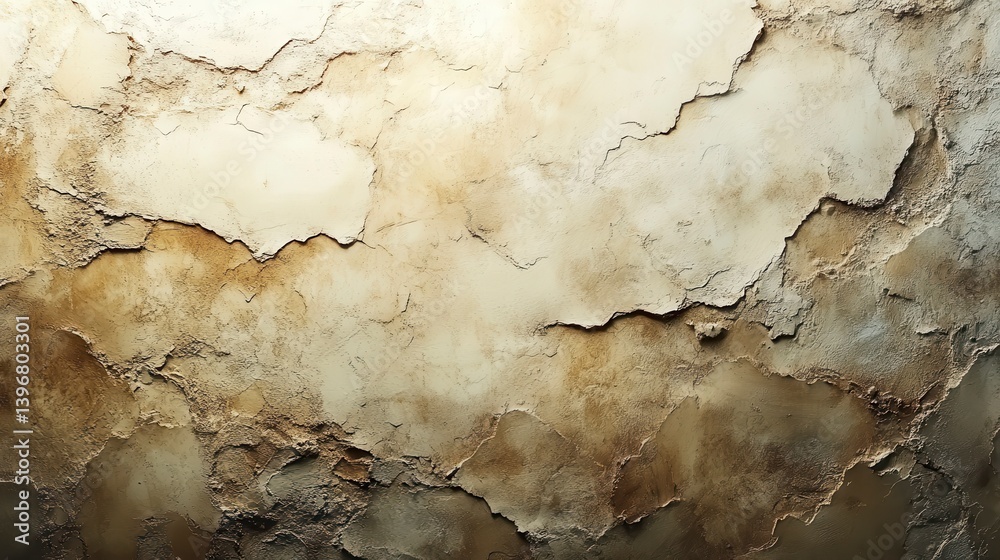 Obraz premium Textured, light-brown, and uneven surface with crack patterns, resembling dried mud or rock formation