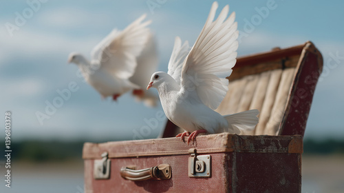 Dove of freedom: Two white ...