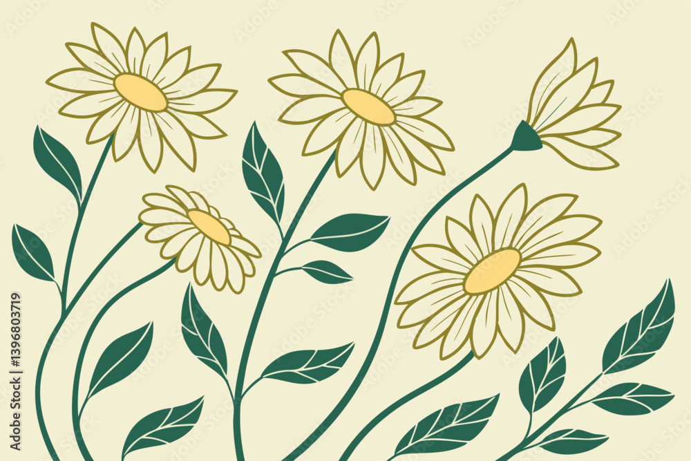 Floral sunflower silhouette design in hand sketched botanical style, ideal for print art, home textiles, and packaging with natural elements Floral sunflower silhouette design in hand sketched botanical style, ideal for print art, home textiles, and packaging with natural elements