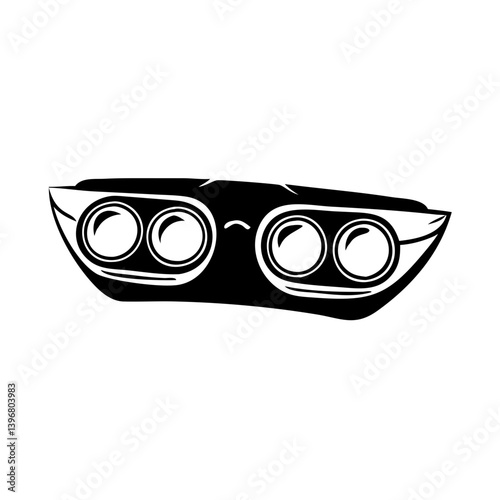 retro headlights icon, retro headlights silhouette vector illustration-simple silhouette illustration of retro headlights, perfect for retro headlights logos and icons