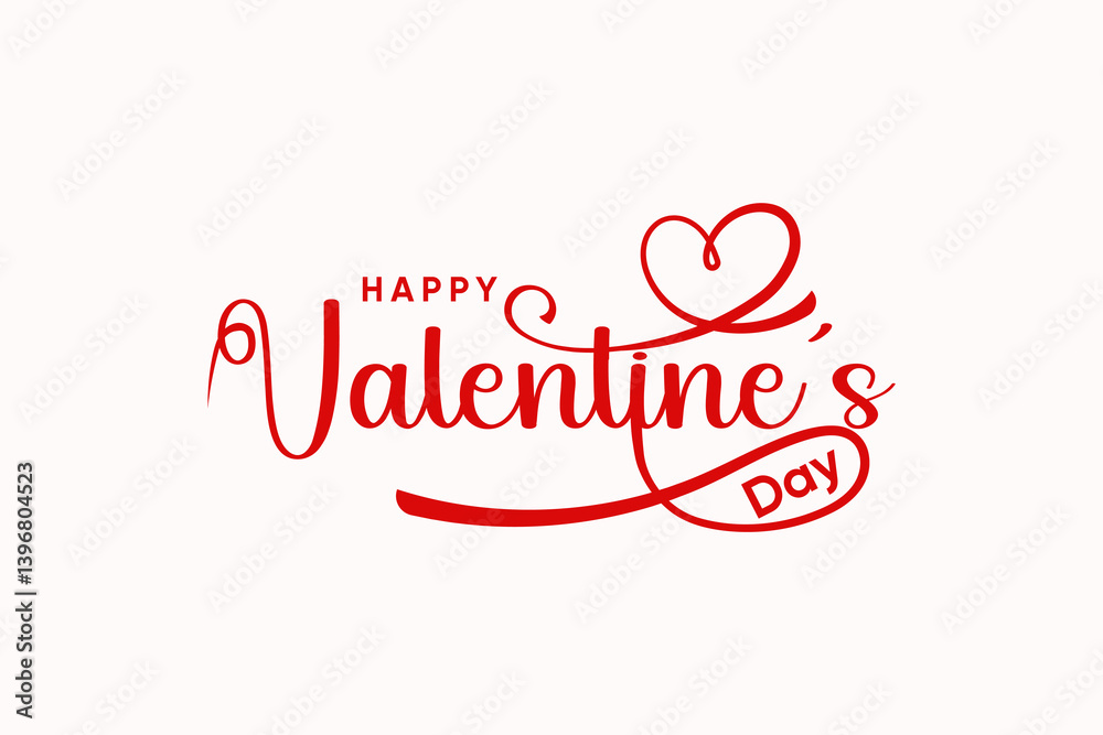 Obraz premium Happy Valentines Day Red Script Heart Love Typography Design