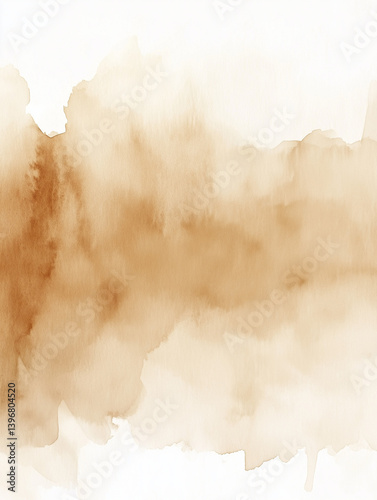 Vertical tan watercolor wash with cloudy edges. Organic paper-like texture, perfect for natural backdrops