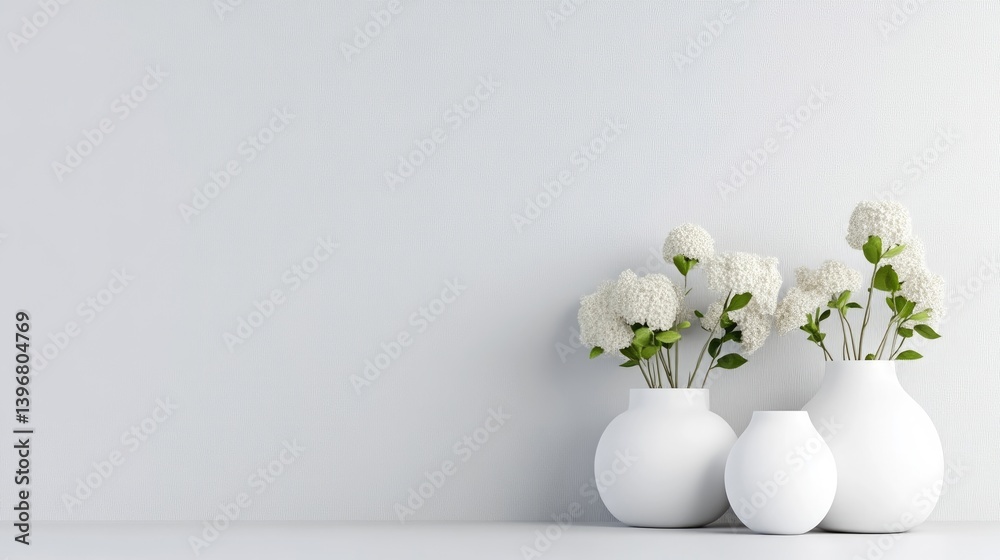 Minimalist white flowers in vases Minimalist white flowers in vases