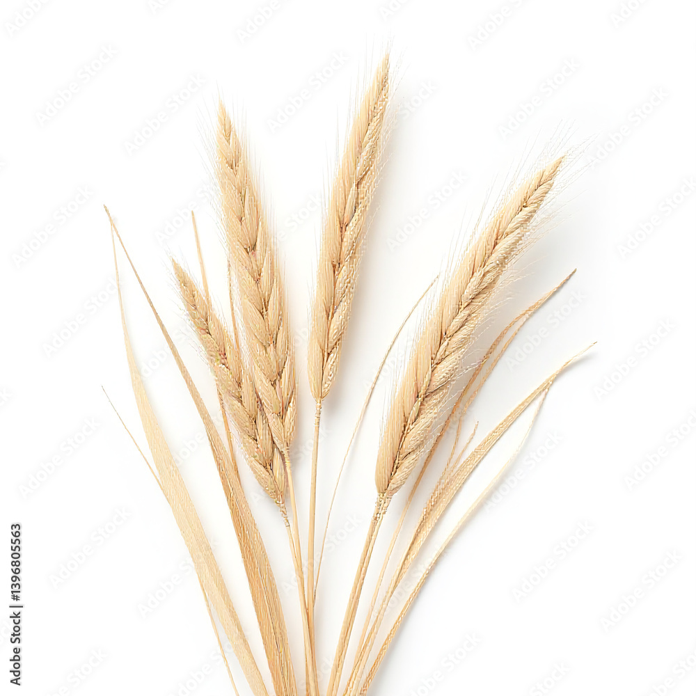 Botanical dry grass, cane seed texture, soft meadow flora, isolated top view white background Botanical dry grass, cane seed texture, soft meadow flora, isolated top view white background