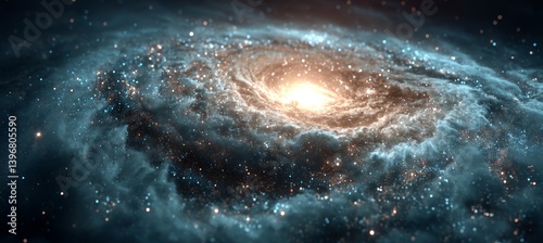 Obraz na płótnie Galaxy and bright black hole. Time space dilation. Science galaxy astronomy. Generative AI technology.
w salonie