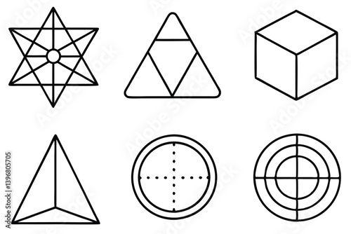trigonometric funct line art modern abstract geometric composition
