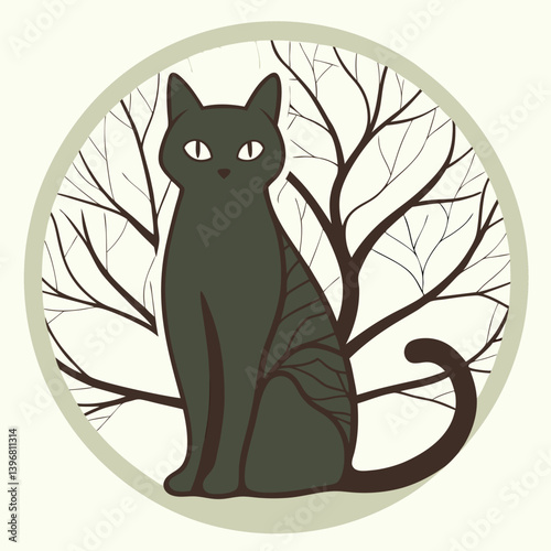 A cat-formed-entirely-by-intertwining-tree-branch 