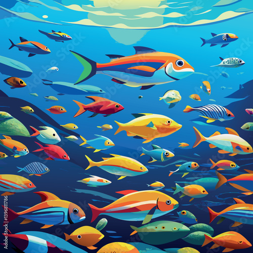 A clear-blue-sea-filled-with-many-colorful-fish 