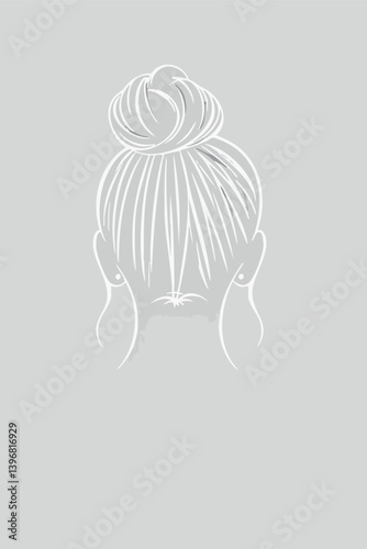 Top knot hairstyle in outline style. Casual and stylish vector drawing.