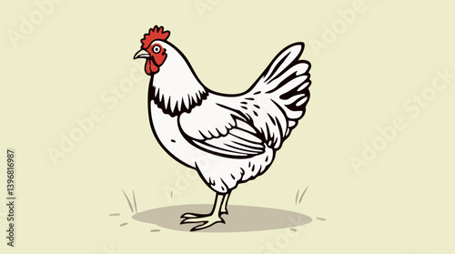 Outline vector illustration of a chicken poultry farm icon