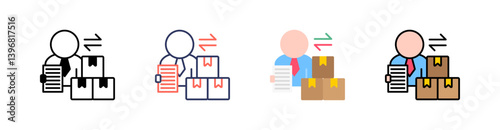 Distributor Multistyle Icon Set Vector 