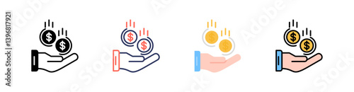 Income Multistyle Icon Set Vector 