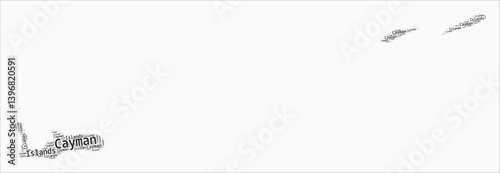 Cayman Islands text style regions. Country region names word clouds in English language. Classy vector illustration.