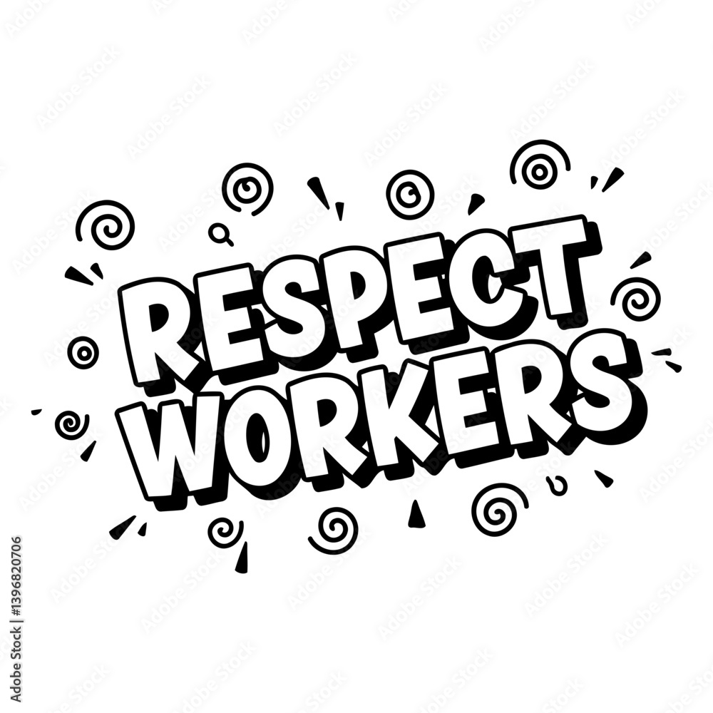 Fototapeta premium Respect Workers Comic Style Graphic