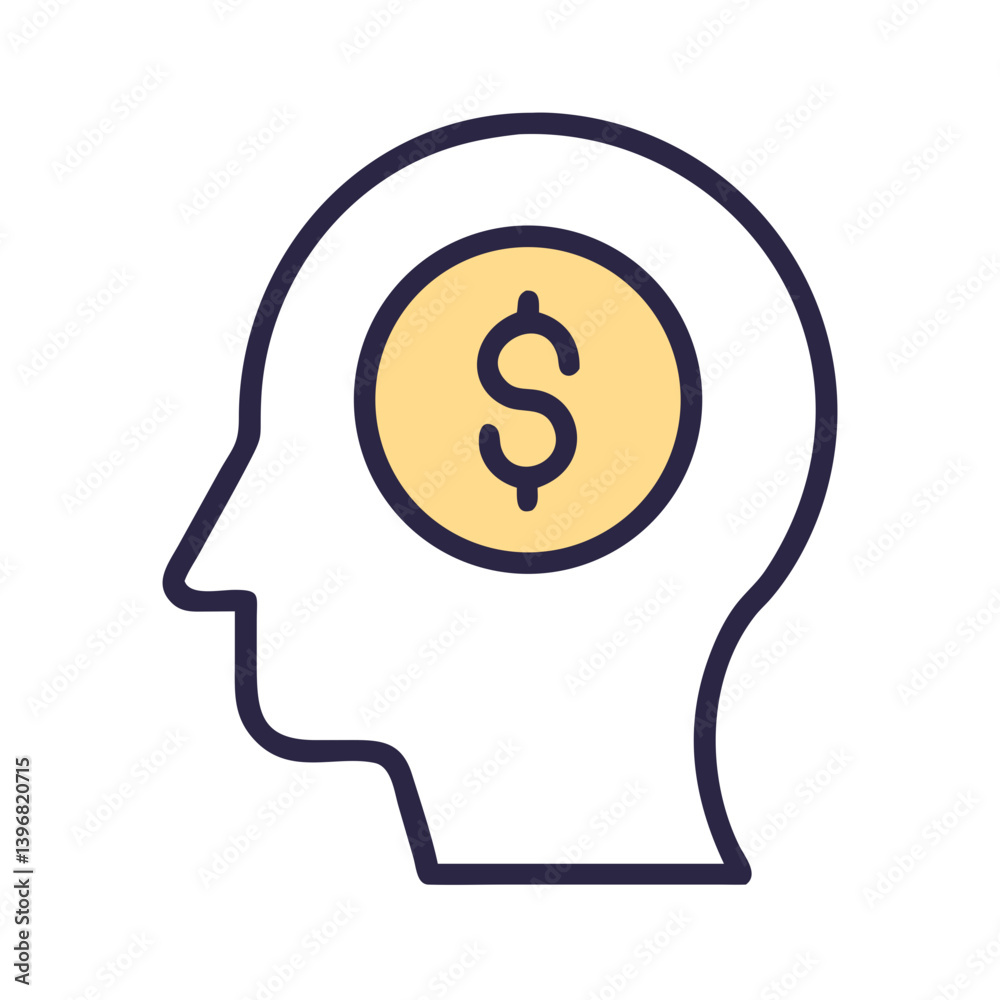 Human Head with Dollar Inside Icon Design Human Head with Dollar Inside Icon Design