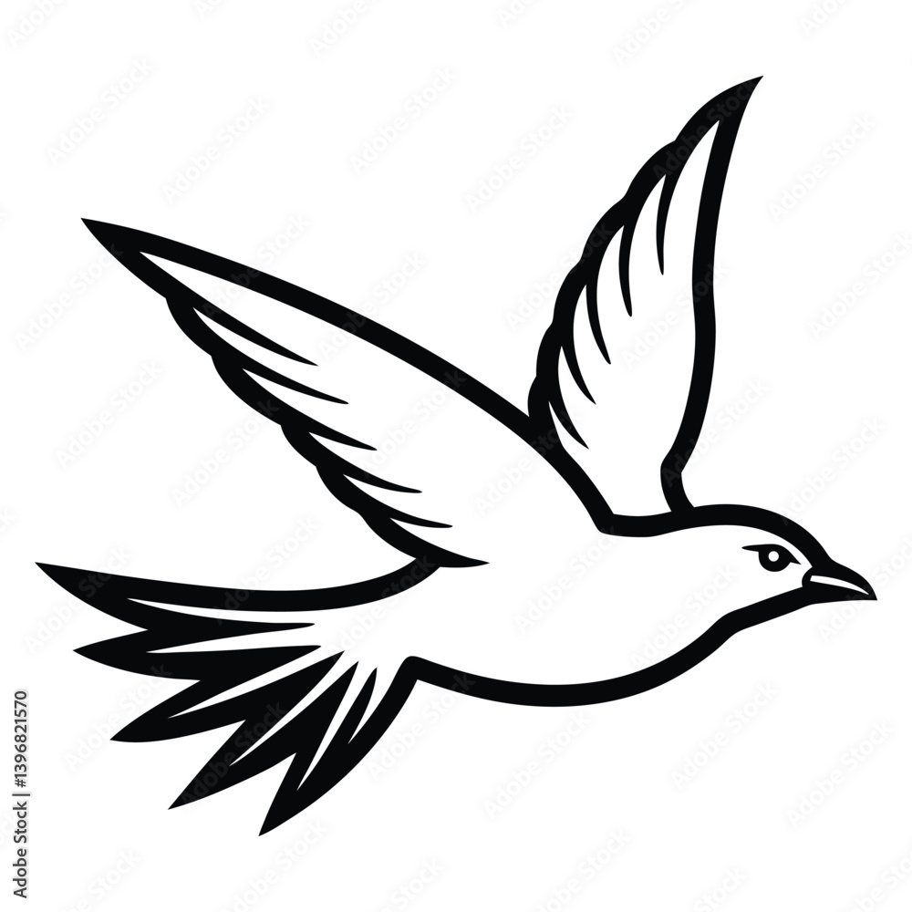 Fototapeta premium Elegant Line Art Flying Dove Vector Design Minimalist Dove Illustration