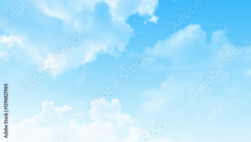 Blue sky with white cloudy stock photo. Vector illustration.