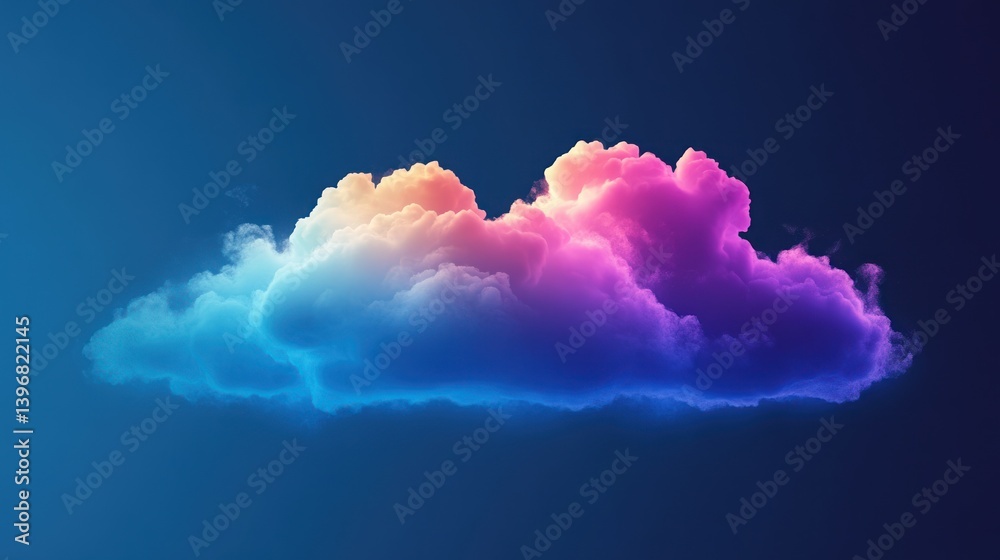 Colorful, vibrant cloud formation against a dark blue sky.