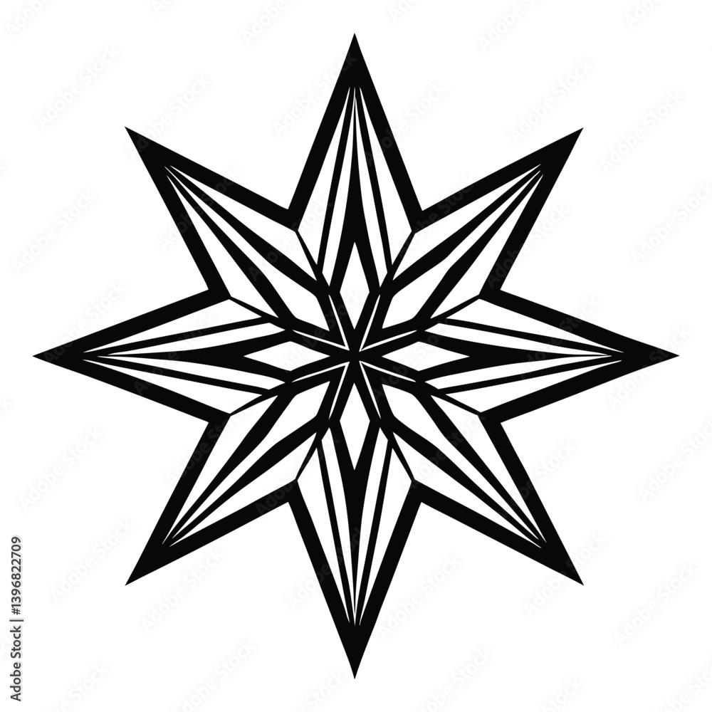 Obraz premium Abstract Black Star Shape, Patriotic USA Symbol in Geometric Style