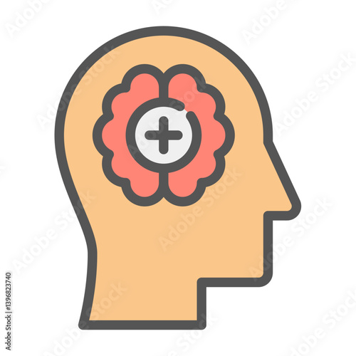 mental health filled outline icon. brain health color line illustration.