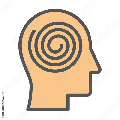 depression filled outline icon. fatigue color line illustration.