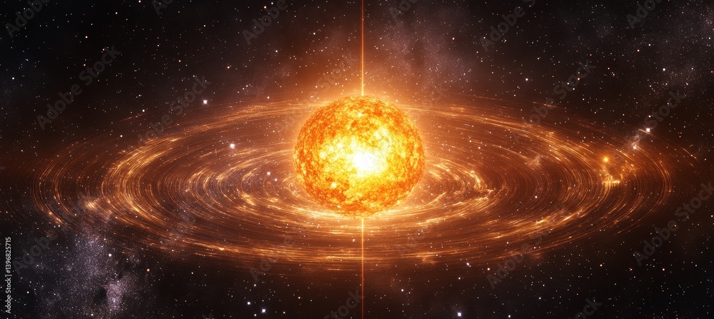 Sun orbit rotation. Science galaxy astronomy. Generative AI technology.
