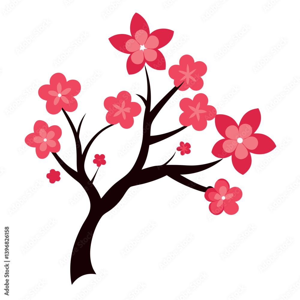 Cherry-blossom-silhouette--on-white-background. Cherry-blossom-silhouette--on-white-background.