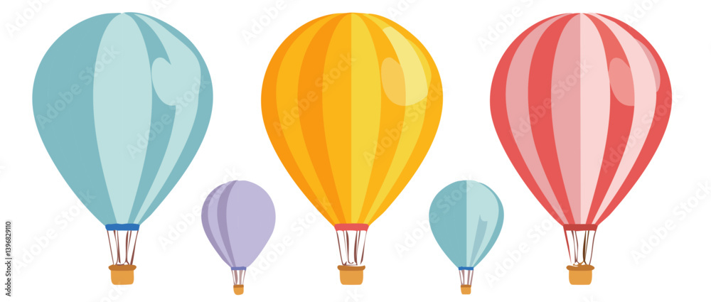 set of hot air balloons vector icon design