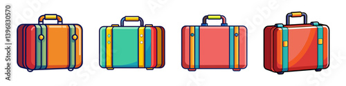 Collection of Colorful Vintage Suitcases for Travel and Adventure