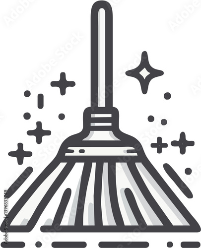 Broom and Stars: A clean and shining broom. A visual of spotless home care, emphasizing the ease and satisfaction of cleaning.