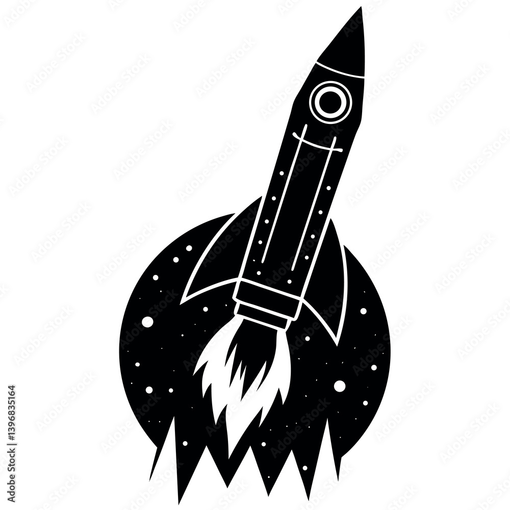 Silhouette-of-a-rocket-launching sharp