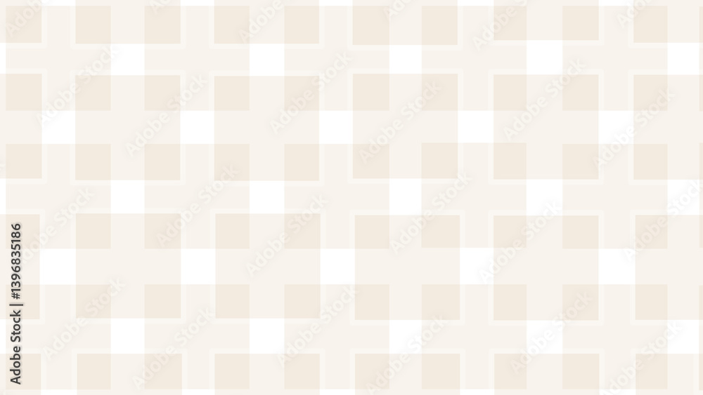Beige and white geometric seamless pattern with squares. Plaid checkered background.