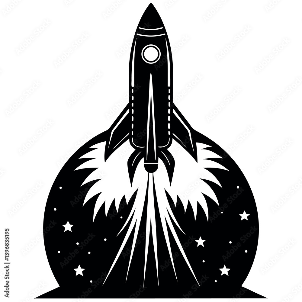 Silhouette-of-a-rocket-launching sharp