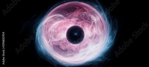 Obraz na płótnie Black hole circular motion on space. Time space dilation. Science galaxy astronomy. Generative AI technology.
w salonie