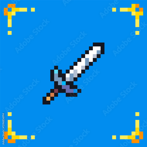 Pixel art icon sword for rpg retro game