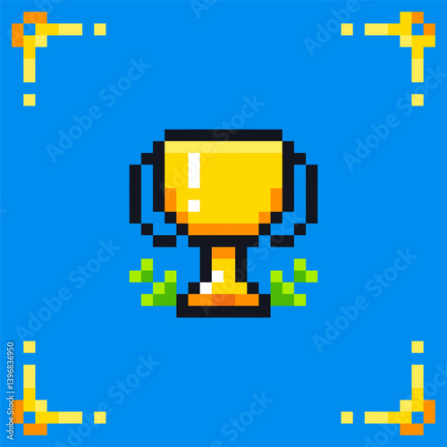 Pixel art icon trophy for rpg retro game