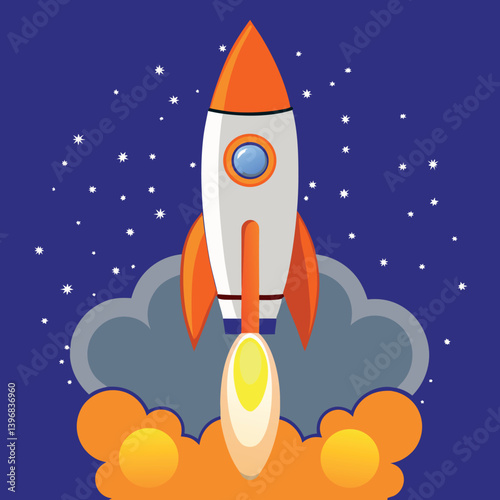 Fototapeta Naklejka Na Ścianę i Meble -  Photograph-of-a-rocket-launch-against-a-dark-night 