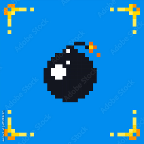 Pixel art icon bomb for retro style video game