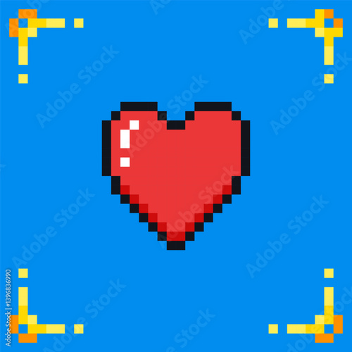 Pixel art icon heart for rpg retro game