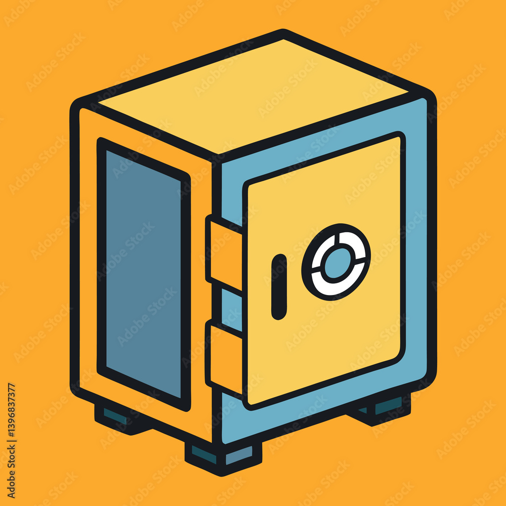 Safe-box-illustration-whit-solid-colour-outline
