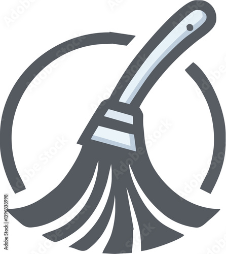 The Dusting Tool: A contemporary graphic featuring a dust cleaning tool. Depicting an illustrative style, with a simple circular composition that's perfect for modern cleaning concepts.
