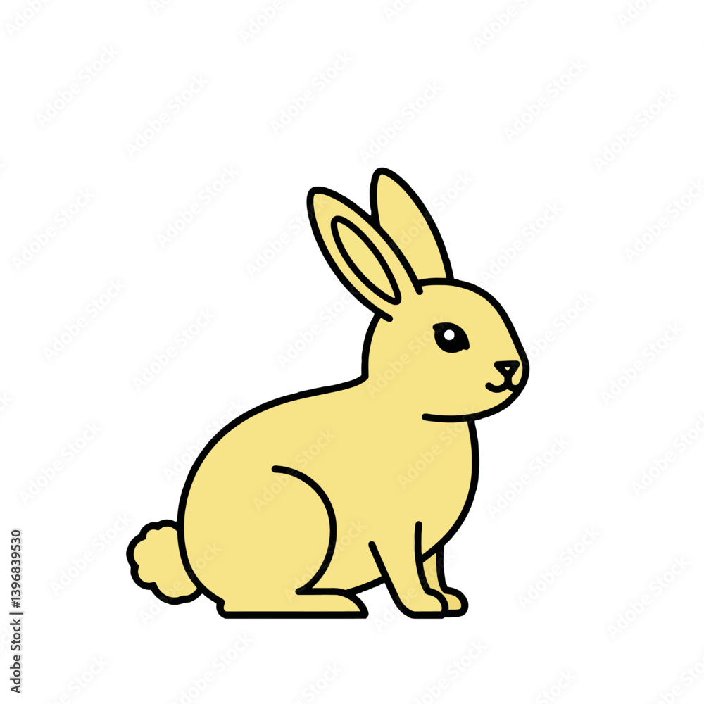 Cute Yellow Bunny Rabbit Cartoon Illustration Cute Yellow Bunny Rabbit Cartoon Illustration