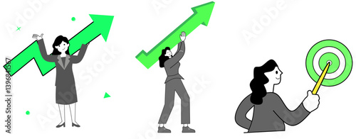 Flat illustration set including business growth and success. 