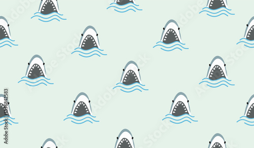Cute shark pattern background vector design