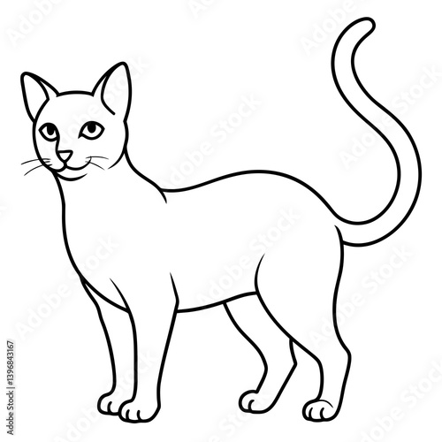 line art cat white bagrund
